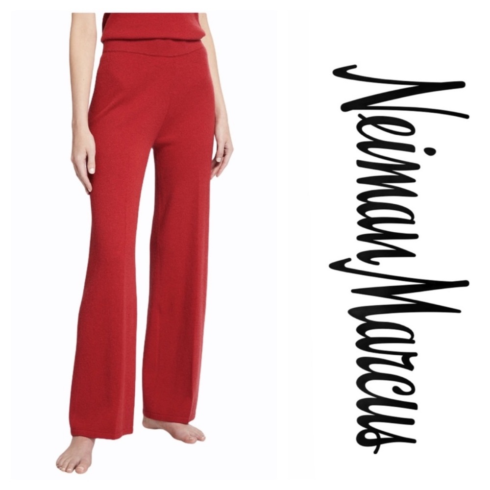 Neiman Marcus 100% Cashmere Wide Leg Lounge Pants Red Women’s Size XL NWOT